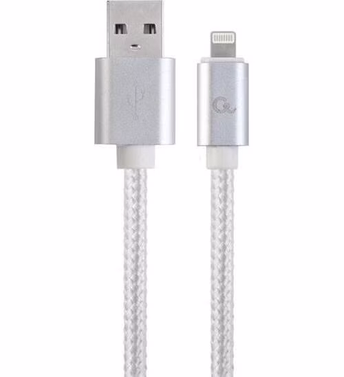 Gembird kábel nabíjací Lightning 8-pin (M) na USB 2.0 (M), prémiový, opletený, metal konektory, 1.8 m, strieborný