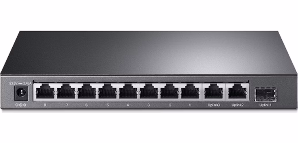10-Port Gigabit Desktop Switch with 8-Port PoE+ PORT: 8× Gigabit PoE+ Ports, 2x Gigabit Non-PoE Ports, 1× Combo Gigabit