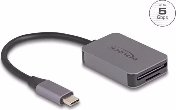 Delock Čtečka karet s rozhraním USB Type-C™ v hliníkovém krytu na paměťové karty SD nebo Micro SD