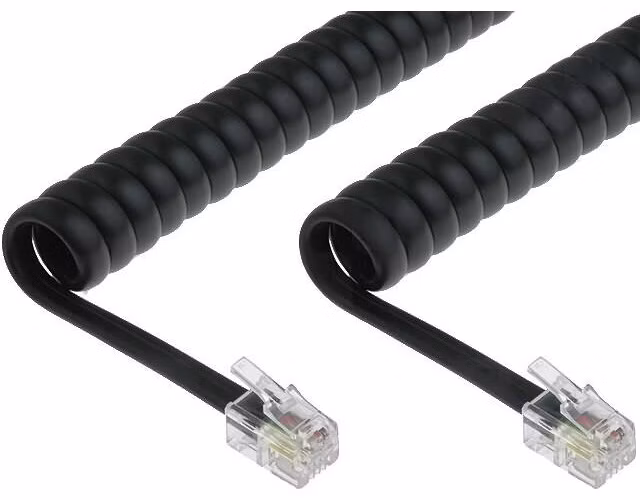 Telefonní šňůra kroucená - 2xRJ10 4p4c, 6m, černá