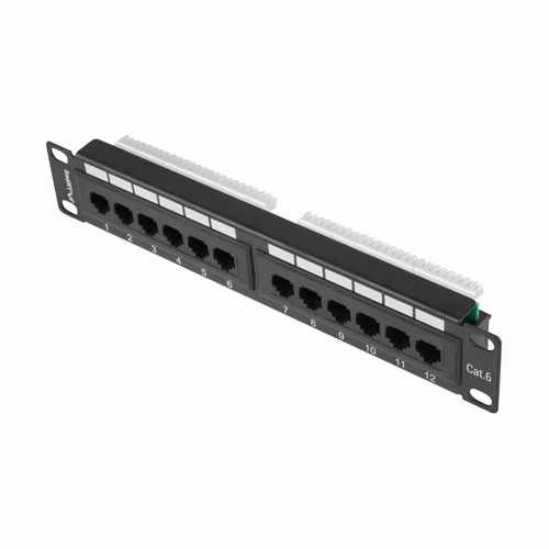 PATCH PANEL 12PORT 1U 10" CAT.6 UTP ČIERNY LANBERG
