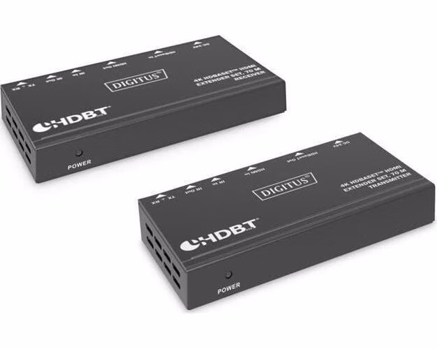 DIGITUS DS-55520 Sada extenderu 4K HDBaseT, 70 m PoC, RS232, IR, černá
