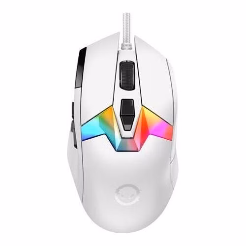 Lorgar MSP80, profi herná myš, 8 progr. tlač., senzor Pixart PAW3395, 26.000 DPI, režim podsv. RGB, biela