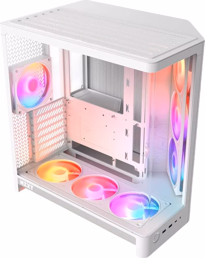 NZXT skříň H6 RGB dvoukomorová / MidT / 3x120mm RGB fan + controller / 2xUSB 3.2 / USB-C / zaoblená prosklená / bílá