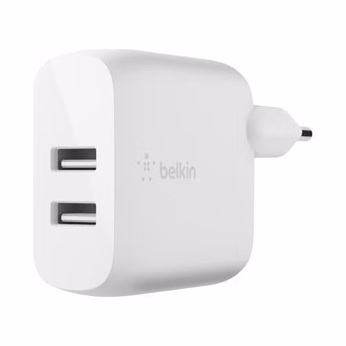 Belkin BOOST CHARGE™ Duální 24W USB-A nástěnná nabíječka, bílá