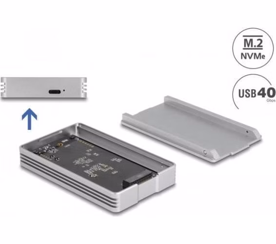 Delock Pouzdro USB4™ 40 Gbps na 1 x SSD M.2 NVMe - beznástrojový