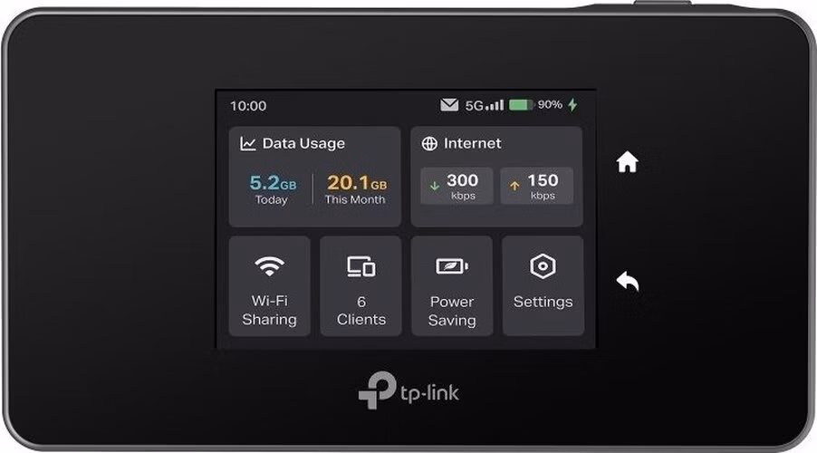 TP-Link M8550 mobilní 5G WiFi 6 router, display, 4700 mAh baterie, SD slot, 1x GLAN, 2x TS9