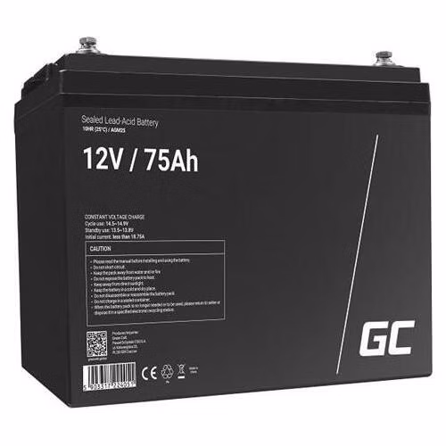Green Cell AGM VRLA 12V 75Ah bezúdržbová baterie pro obytné vozy, fotovoltaické systémy, lodě