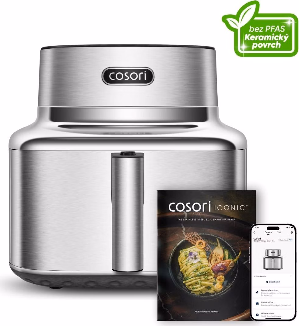 Cosori Iconic Single chytrá horkovzdušná fritéza 6,2 L nerez