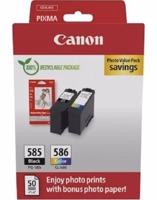 Canon Cartridge PG-585/CL-586 černá/barevná + Canon PAPÍR GP-501 4X6 50
