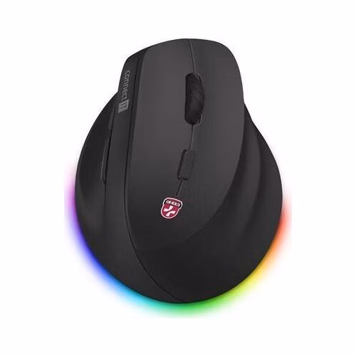 CONNECT IT FOR HEALTH Cloudy bezdrátová vertikální myš, RGB podsvícení, 2xBT,USB ČERNÁ