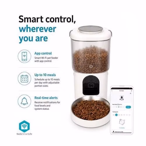 Nedis WIFIPET21CWT - SmartLife Dávkovač krmiv pro domácí zvířata | Wi-Fi | 4.5 l | Android™ / IOS