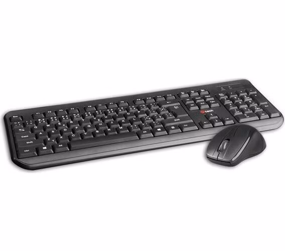 C-TECH klávesnica a myš WLKMC-01, USB, čierna, bezdrôtová, CZ+SK