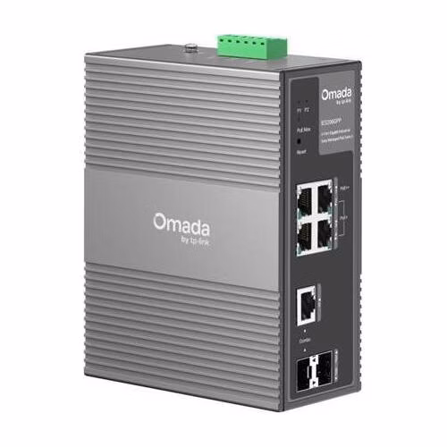 TP-Link IES206GPP Omada 6portový gigabitový průmyslový Easy Managed Switch s 3 porty PoE+ a 1 portem PoE++