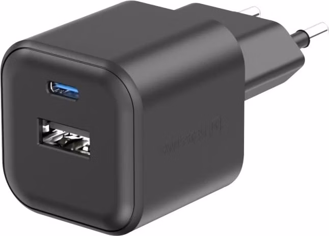 SWISSTEN SÍŤOVÝ ADAPTÉR GaN 1x USB-C 35W PD + 1x USB-A 27W QC ČERNÝ