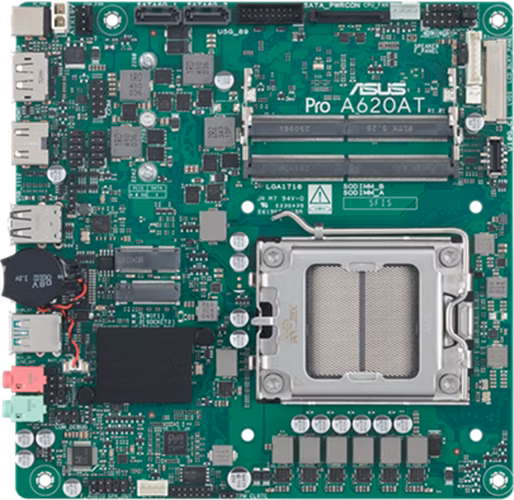 ASUS MB Sc AM5 PRO A620AT-CSM, AMD A620A, 2xDDR5 SODIMM, 1xHDMI, 1xDP, 1xLVDS, Thin Mini-ITX