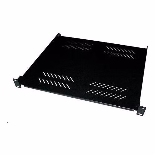 BAZAR - XtendLan 19" police s perforací 1U/400mm, nosnost 25kg, černá - poškozeno, prohnuté