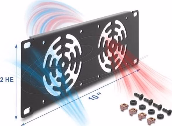 Delock 10” kryt racku na 2 ventilátory, 80 x 80 mm, 2U, tmavě šedá
