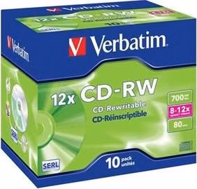 VERBATIM CD-RW SERL 700MB, 12x, jewel case 10 ks