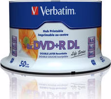 VERBATIM DVD+R Double Layer 8.5GB 8X 50 Pack Spindle