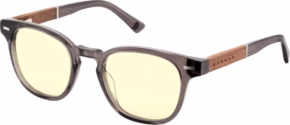 GUNNAR kancelářske/herní brýle  TIOGA GRAY CRYSTAL/WALNUT jantarová skla MINERAL BLF 65 GUNNAR focus