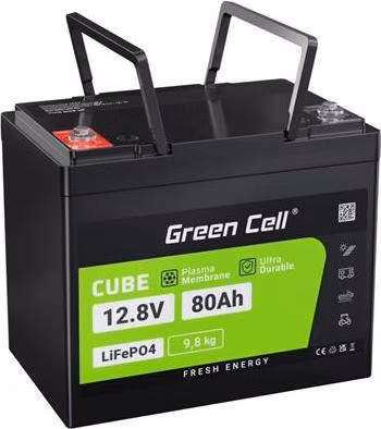 Green Cell® LiFePO4 baterie 12,8V 80Ah 1024Wh LFP lithiová baterie 12V s BMS pro fotovoltaický systém motorový kemp marina