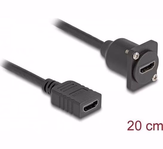 Delock Kabel rozhraní HDMI D-Type, ze zásuvky na zásuvku, černý, 20 cm