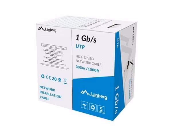 LANBERG LAN KABEL 1GB/S 305M PEVNÝ CCA ČERNÝ