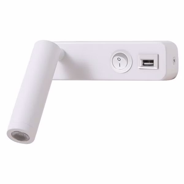IMMAX GOAL designové nástěnné LED svítidlo, vypínač, USB, 3W, bílé