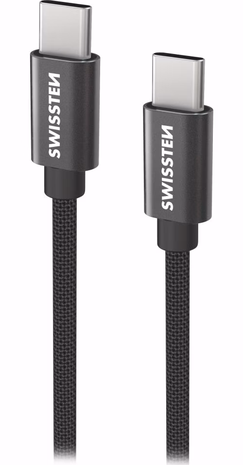 Swissten Datový kabel Textile USB-C / USB-C 0,5 m černý