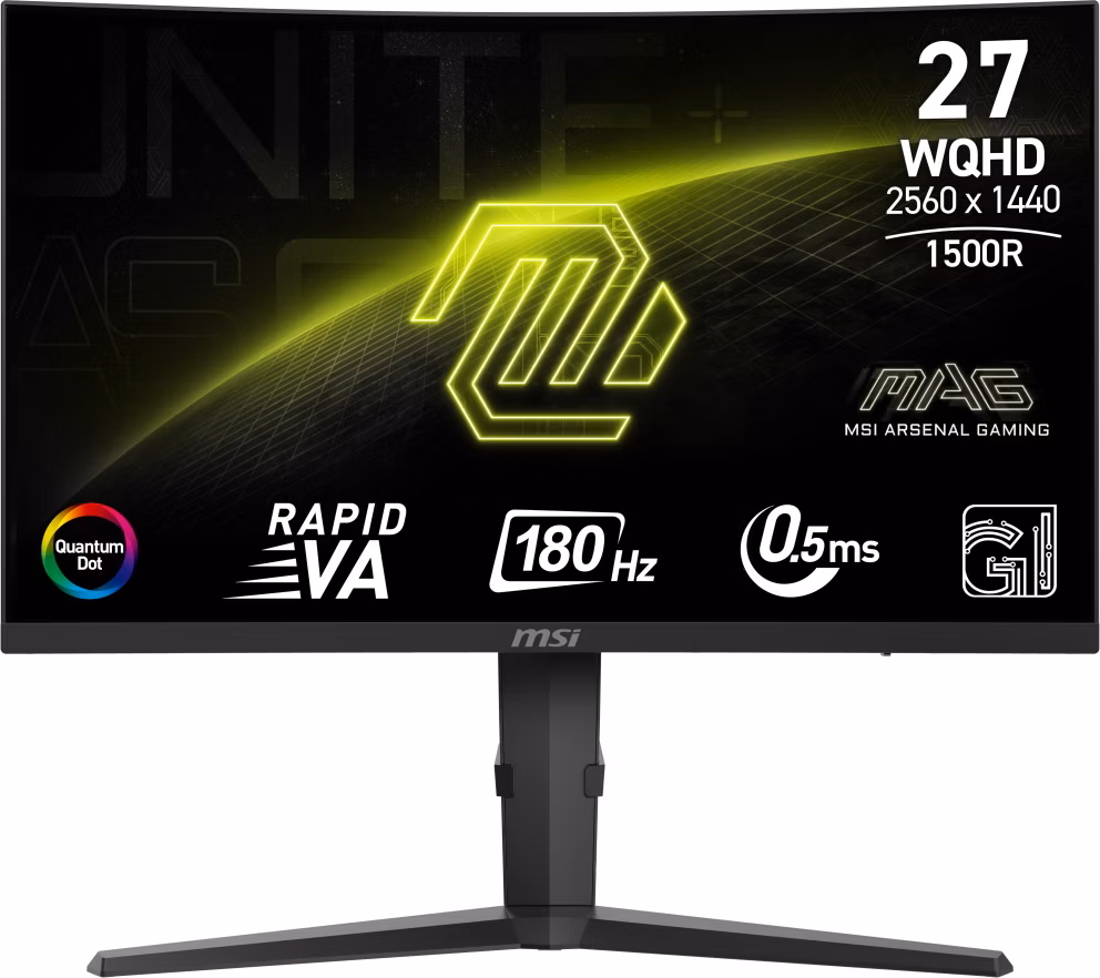 MSI Gaming MAG 275CQRF QD E2/ 27" zakřivený/ 2560 x 1440/ VA/ 0,5ms/ 180Hz/ 300cd/m2/ 5000:1/ HDMI/ DP/ VESA/ černý