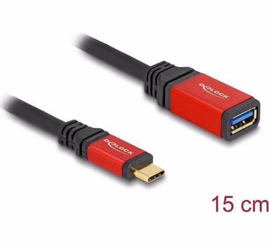 Delock USB 10 Gbps Adaptér USB Type-C™ samec na USB Typ-A samice 15 cm červený kovový