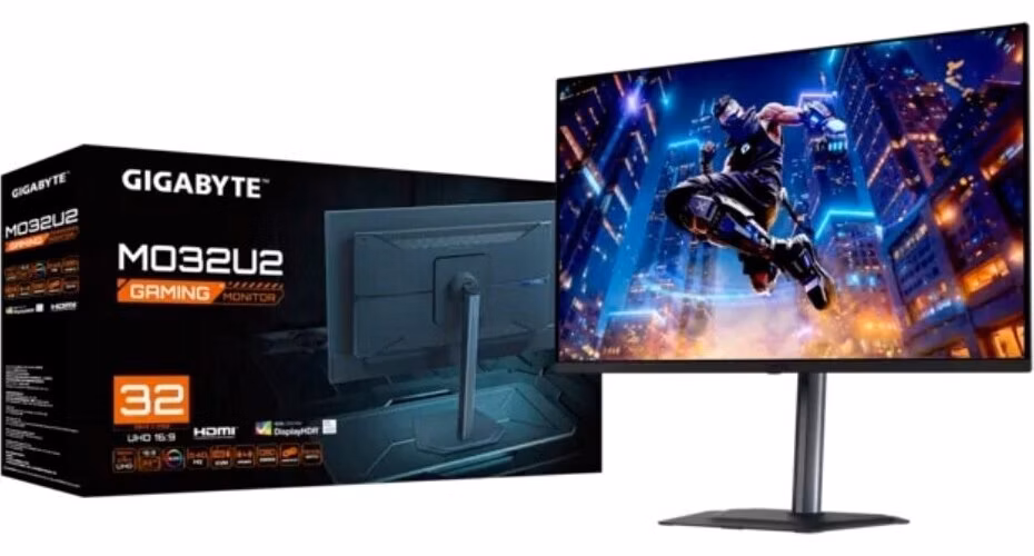 GIGABYTE LCD - 32" Gaming monitor MO32U2, OLED, 3840 x 2160 UHD, 240Hz, 1.5M:1, 250 cd/m2, 0.03ms, 2xHDMI, 1xDP