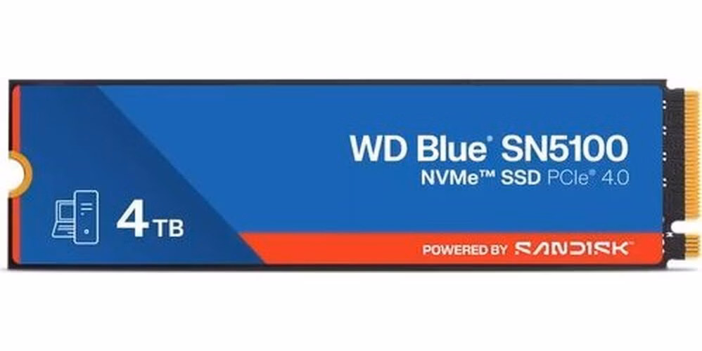 WD Blue SN5100 SSD Powered by SanDisk 4TB M.2 NVMe Gen4 6900/6700MBps
