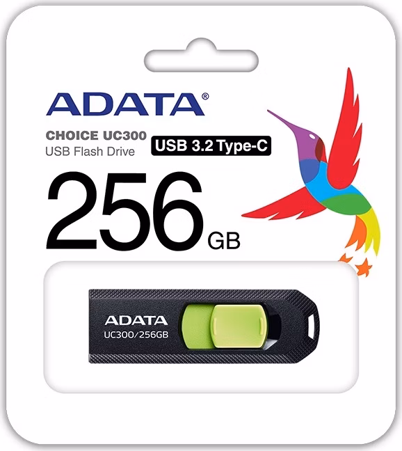 ADATA Flash Disk 256GB UC300, USB-C 3.2, černo-zelená