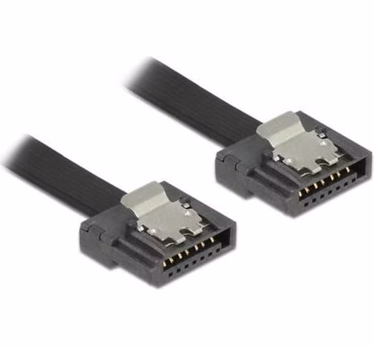 Delock kabel SATA FLEXI 6 Gb/s 50 cm černý kovová spona