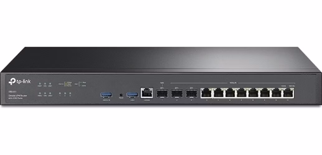 TP-Link ER8411 Omada VPN Router s porty 10G ((2× 10GE SFP+, 1× 1GE SFP, 8× 1GE, 1× RJ45 Console Ports, 2× USB Ports (Co