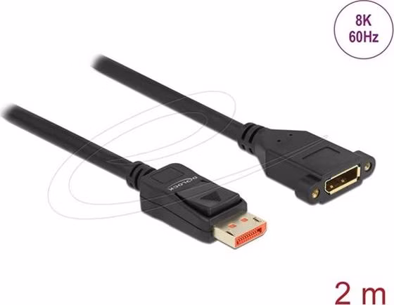Delock DisplayPort prodlužovací kabel montážní panel 8K 60 Hz 2 m