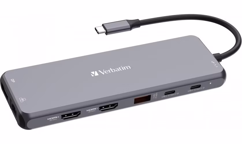 VERBATIM Hub USB-C Pro Multiport 13 Port, 6x USB-A, 2x USB-C, 2x HDMI, DP, RJ45, 3.5mm Jack audio, šedá