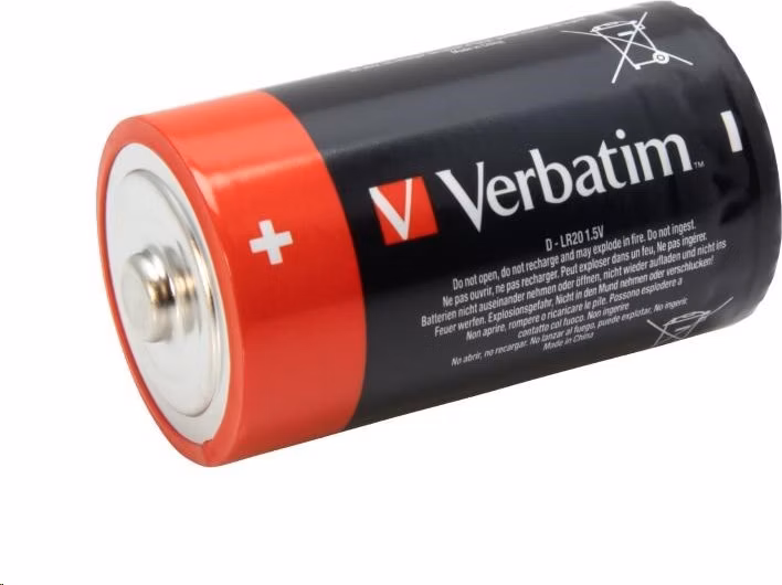 VERBATIM Alkalické baterie D,  2 PACK / LR20