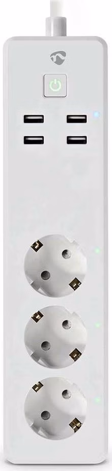 Nedis WIFIP312FWT - SmartLife Prodlužovací Přívod| Wi-Fi | 3x Zásuvka typu F (CEE 7/3) / 4 x USB | 3680 W | 1.8m | Bílá