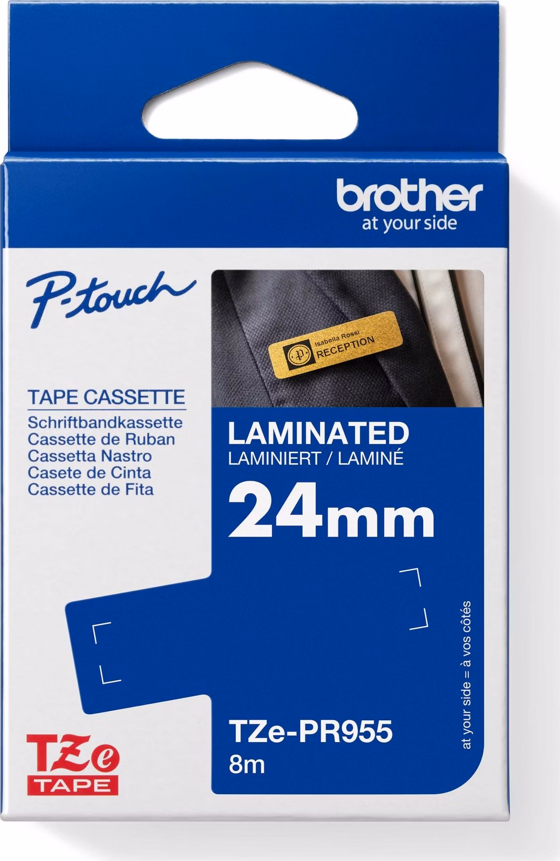 Brother - TZe-PR955 exklusivní stříbrná / bílá (24mm)
