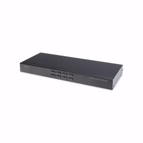 DIGITUS 8 portový přepínač KVM Combo, 1 uživatel, 8 počítačů, slot pro funkční modul IP