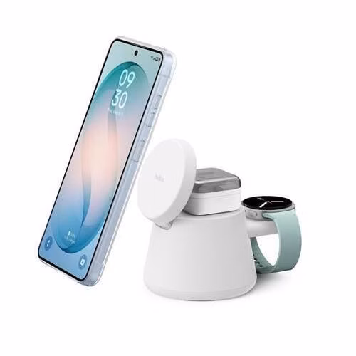 Belkin UltraCharge 25w Qi2 3in1 Modular Charging Dock, White