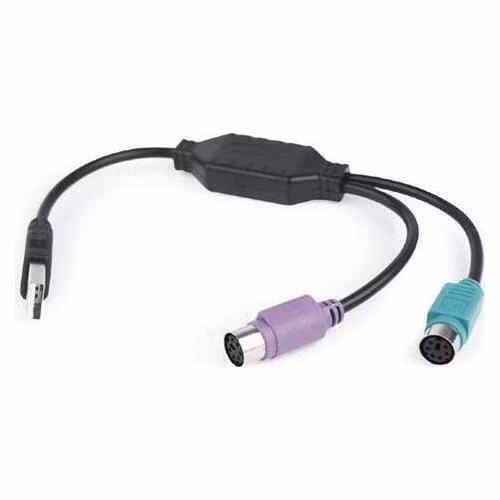 Gembird adaptér USB 2.0 (M) na PS/2, kábel, 0.3 m, čierny