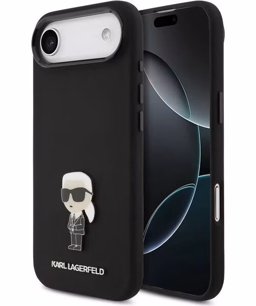 Karl Lagerfeld Liquid Silicone Metal Ikonik kryt iPhone Air čierny