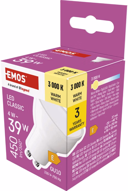 LED CLS MR16 4W (39W) 450lm GU10 WW