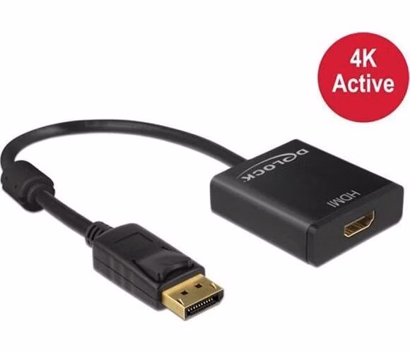 Delock Adaptér Displayport 1.2 samec > HDMI samice 4K aktivní černý
