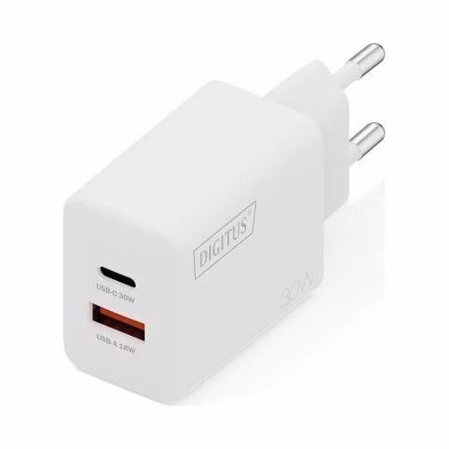 DIGITUS USB Nabíječka GaN 30W, 1x USB-C, 1x USB-A
