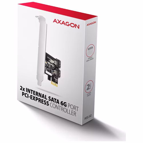 AXAGON PCES-SJ2 Dvoukanálový SATA III PCI-Express řadič se dvěma interními SATA porty. Standard &amp; Low profile